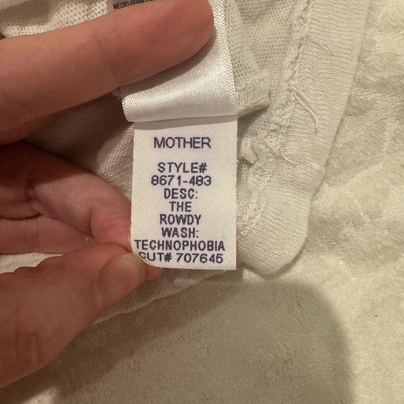 Mother Denim The Rowdy Tee in Technophobia White cotton linen oversized - Picture 5 of 8